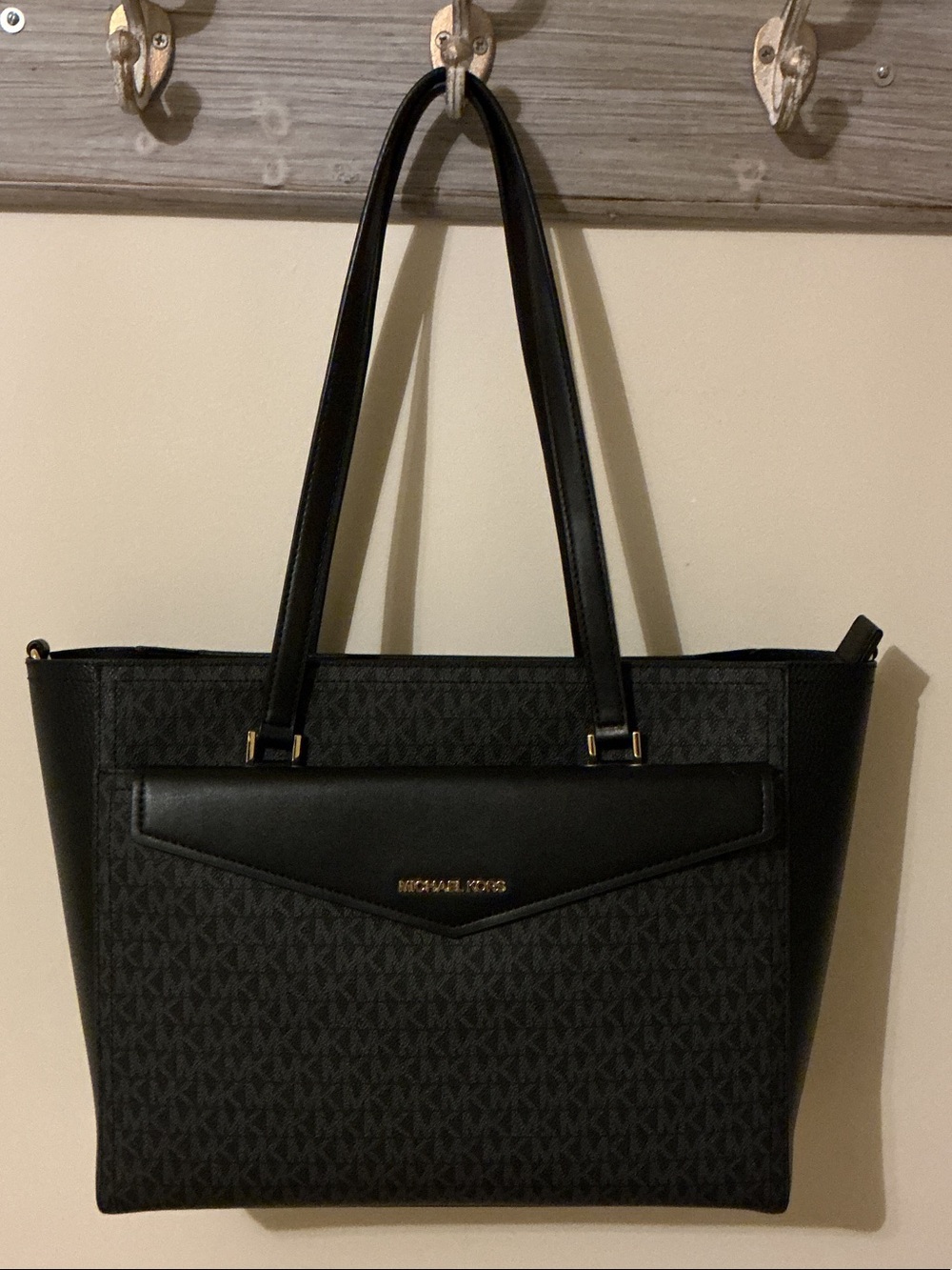 Michael Kors Black and Gold Logo Signature Tote